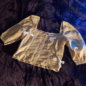 light yellow corseted fit blouse